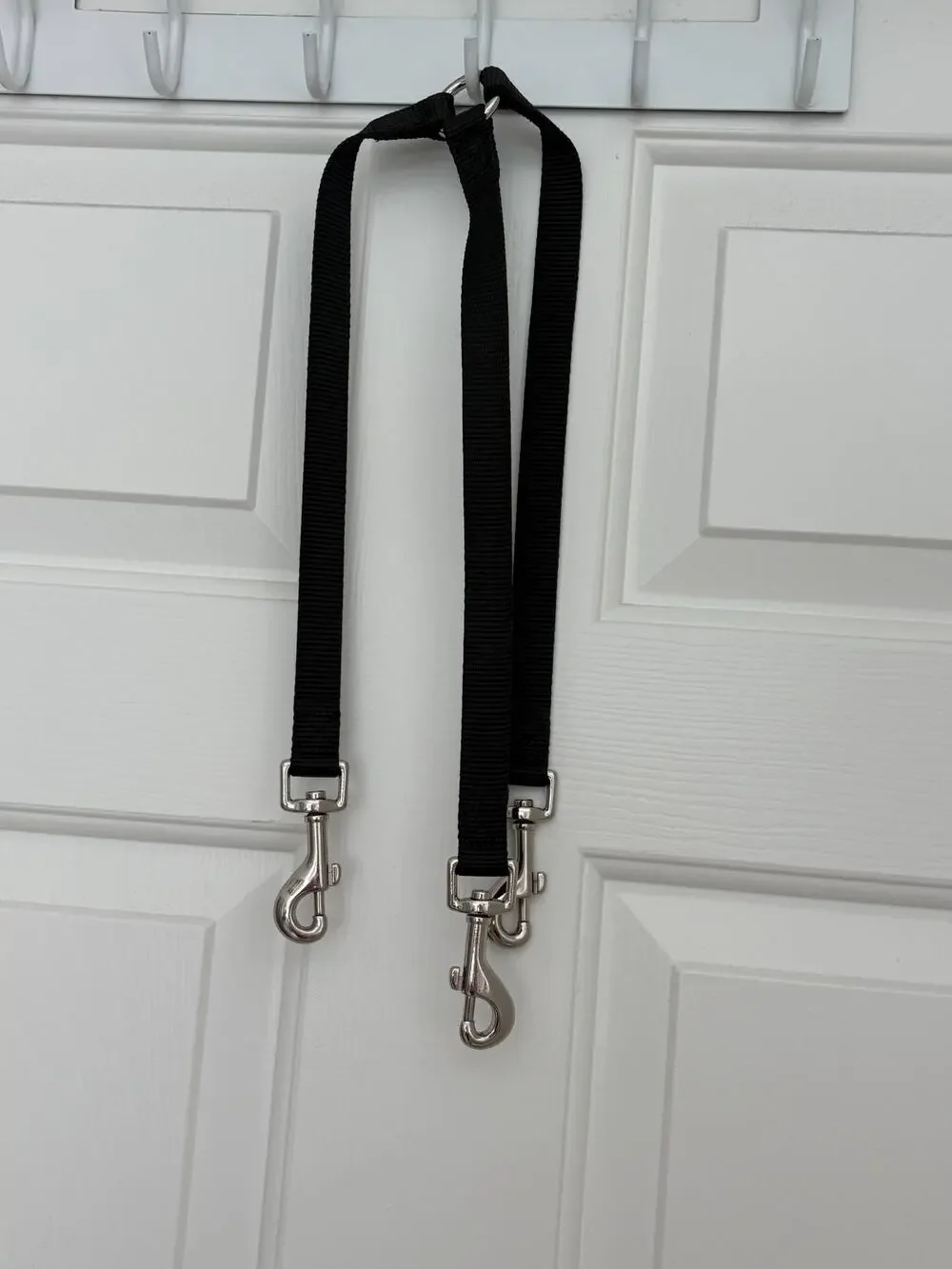 Double Dog Leash Coupler 3 Way Lead Splitter Black Nylon No Tangle